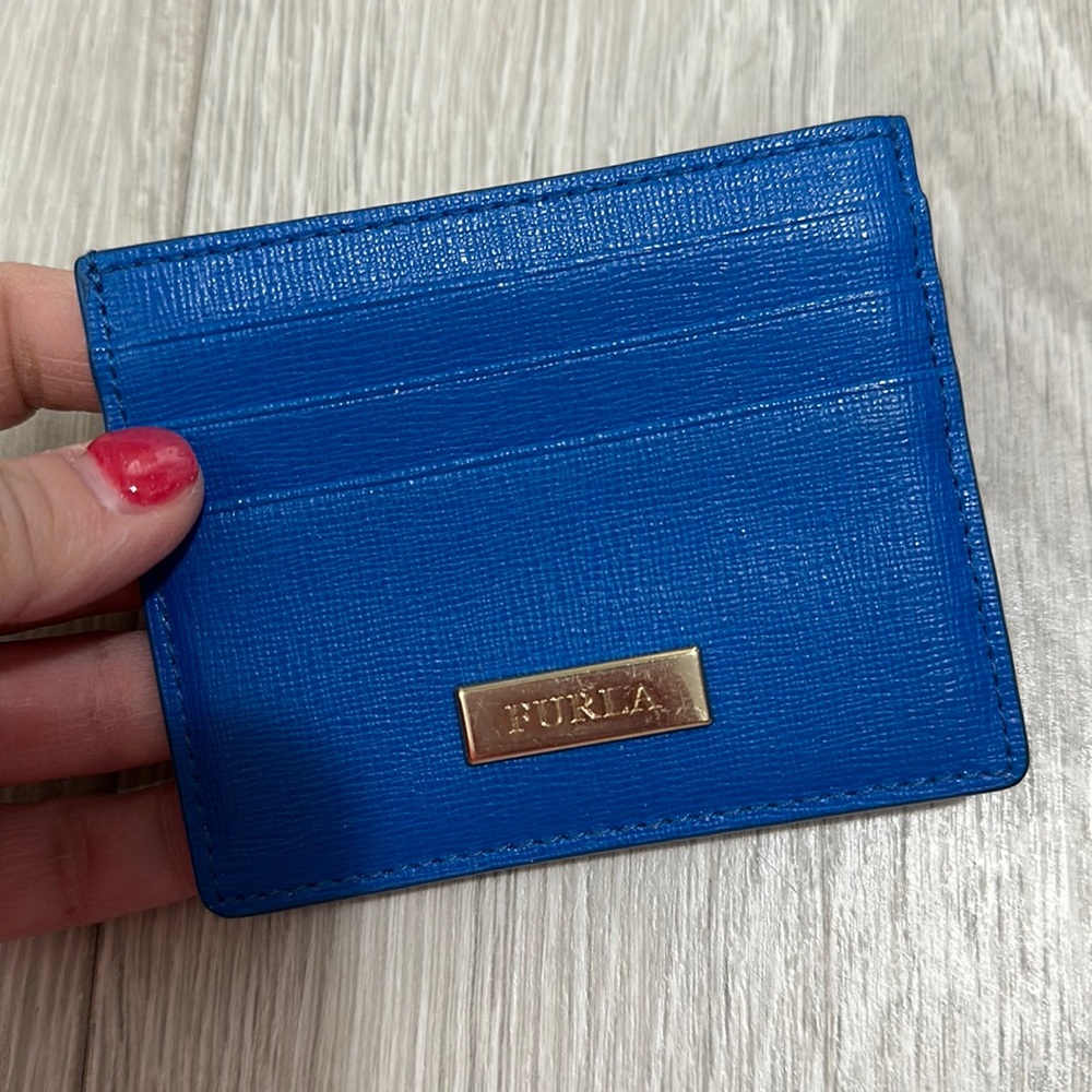 Furla Blue Saffiano Leather Card Holder